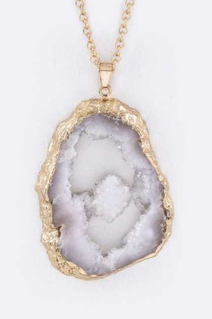 Druzy Slice Pendant Necklace Set LA Jewelry Plaza