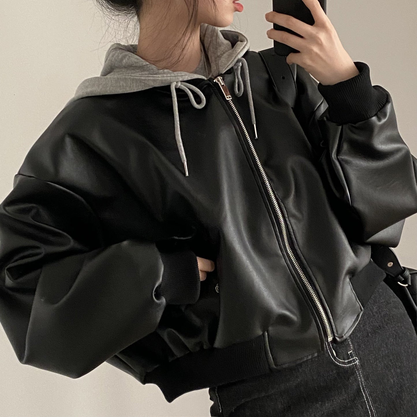EdgeLayer Faux Leather Jacket : Korean Street Style Rise Fashion