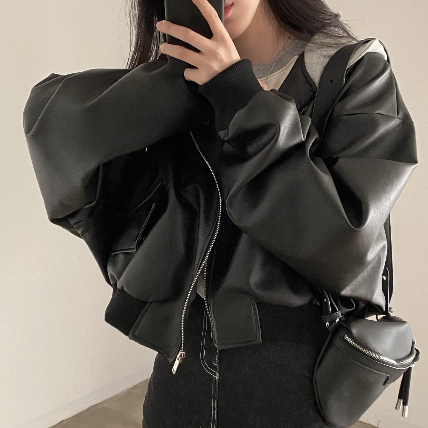 EdgeLayer Faux Leather Jacket : Korean Street Style Rise Fashion
