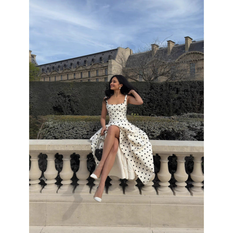Elowen Polka Dot Pleated Dress Rise Fashion