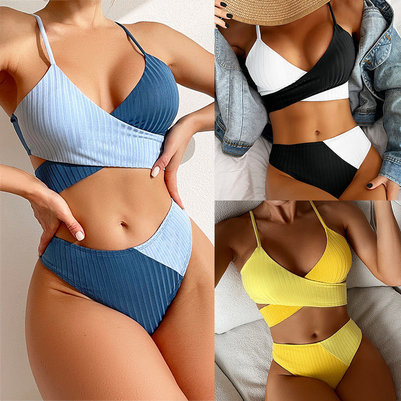 Calira Ribbed Knot-Back Bikini Rise Fashion