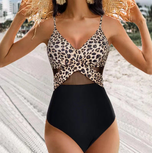 Celvara Mesh Cross-Strap One-Piece Rise Fashion