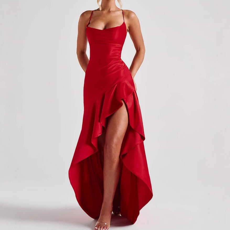 Radiance Ruffle Backless Dress Rise Fashion