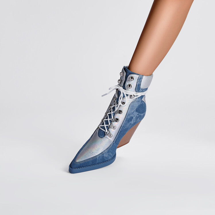 Lace-Up Denim Boots