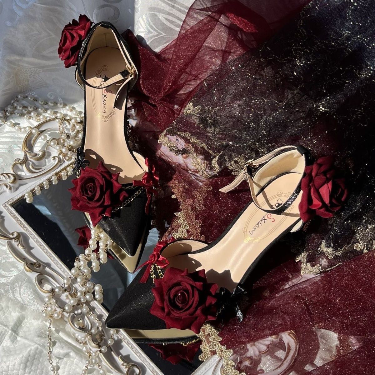 Rose Chronicle Satin Heels Rise Fashion