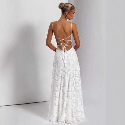 Aurelia Chiffon Backless Dress Rise Fashion