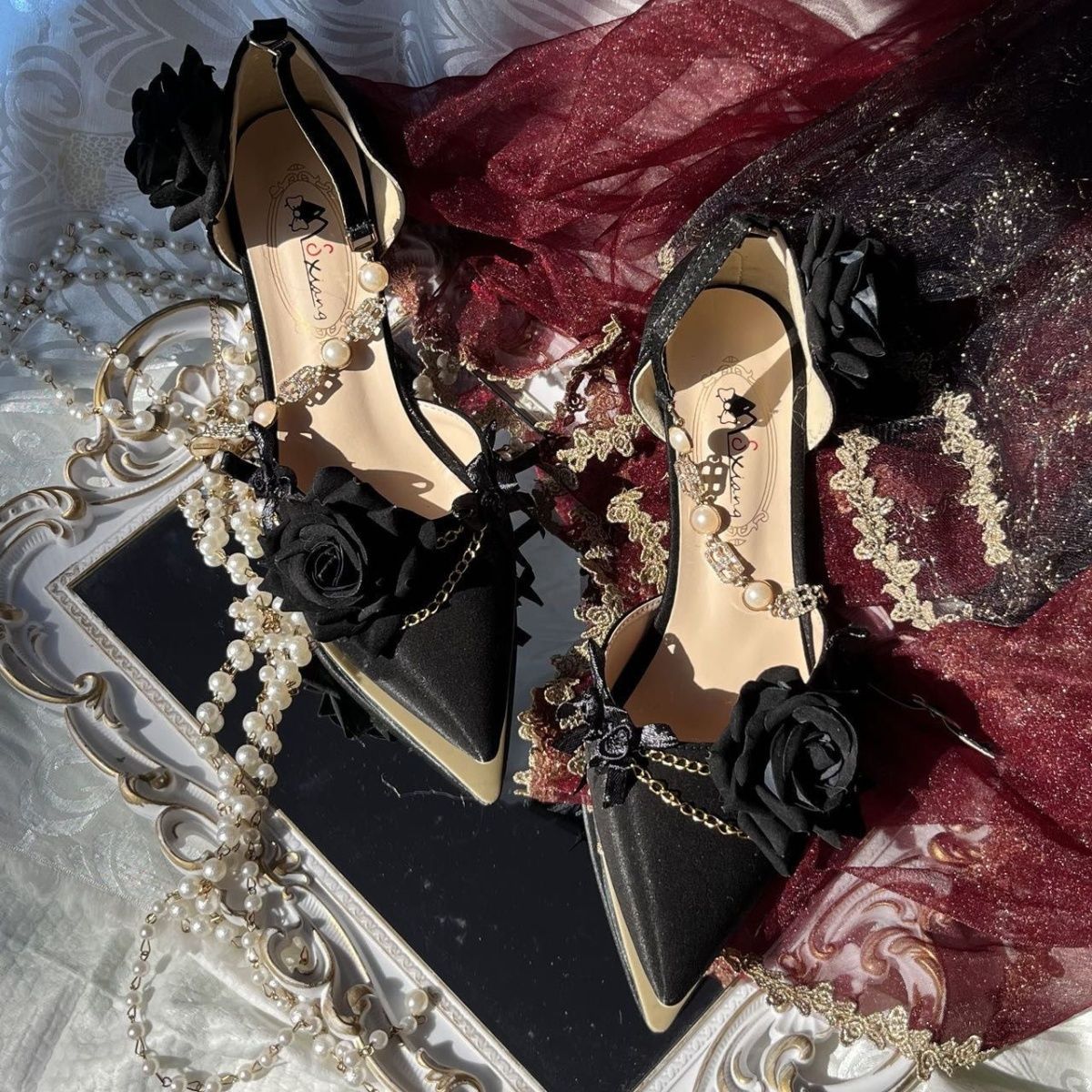 Rose Chronicle Satin Heels Rise Fashion