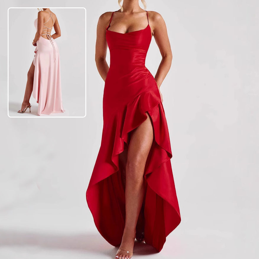 Radiance Ruffle Backless Dress Rise Fashion