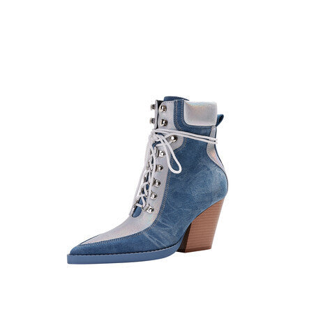 Lace-Up Denim Boots