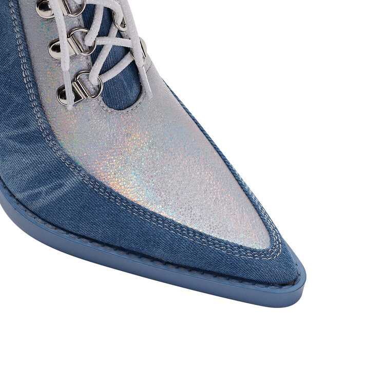 Lace-Up Denim Boots