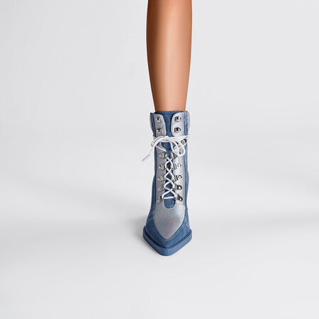 Lace-Up Denim Boots
