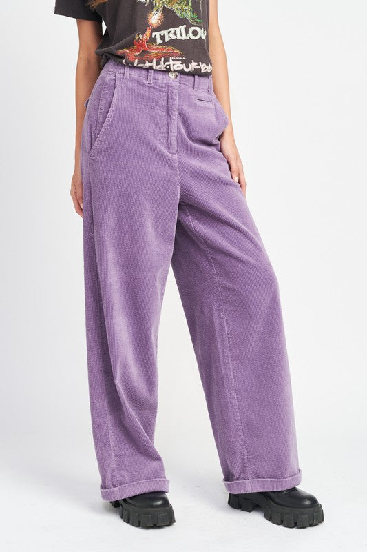 WIDE LEG CORDUROY PANTS WITH POCKETS Emory Park