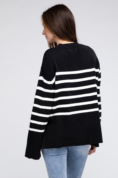 Ribbed Hem Stripe Sweater BiBi