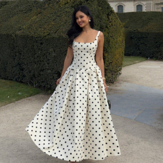 Elowen Polka Dot Pleated Dress Rise Fashion