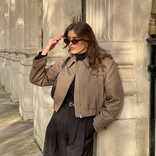 Rue Montaigne Retro Cropped Coat Rise Fashion