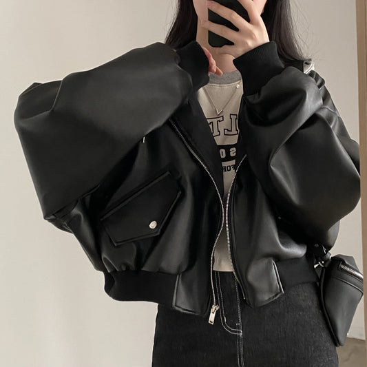 EdgeLayer Faux Leather Jacket : Korean Street Style Rise Fashion