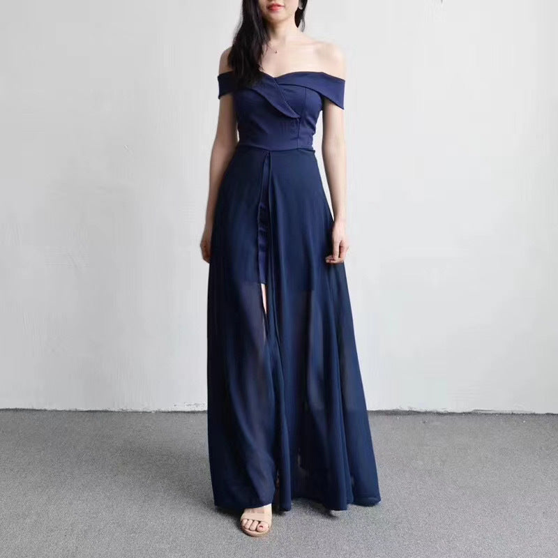 Lunara Chiffon Splice Gown Rise Fashion