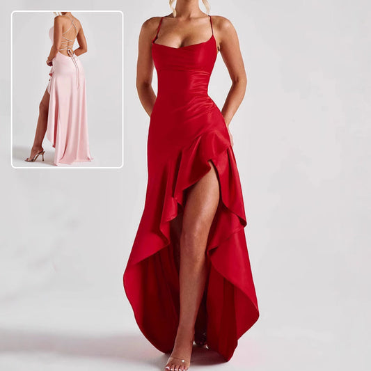 Radiance Ruffle Backless Dress Rise Fashion