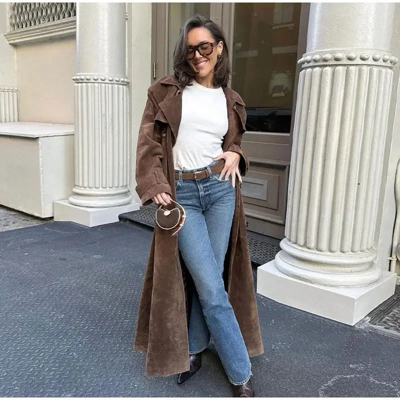 GraceLine Retro Trench Coat Rise Fashion
